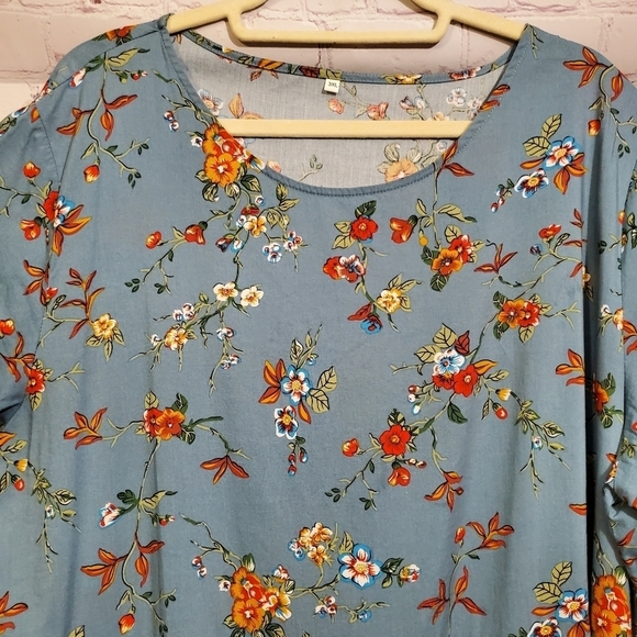 YESNO Casual Loose Bohemian Short Sleeve Floral Dress Long Maxi - Picture 2 of 6